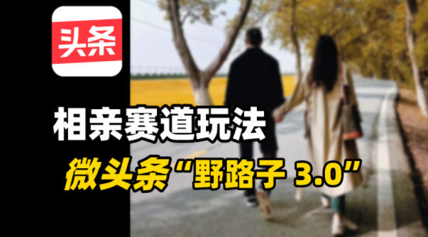 微头条“野路子3.0”相亲赛道玩法,搬砖式操作单号稳定3张-领学通