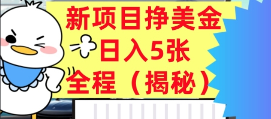 最新挣美金项目，日入5张，全程揭秘，小白也能轻松入手，长久被动收入-领学通