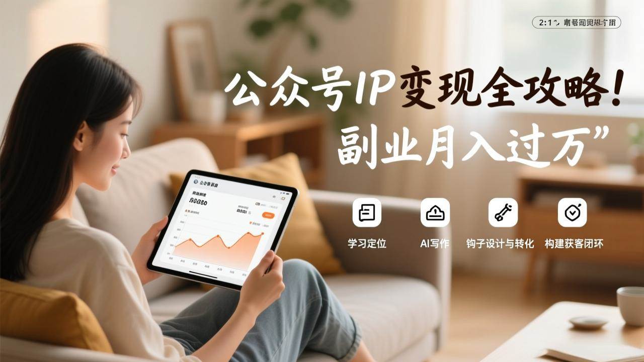 (17275期)公众号IP变现全攻略,学习定位、AI写作、钩子设计与转化,构建获客闭环,副业月入过万-领学通