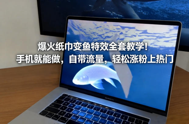 爆火纸巾变鱼特效全套教学!手机就能做,自带流量,轻松涨粉上热门-领学通