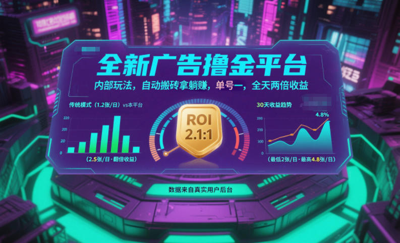 全新广告撸金平台,内部玩法,自动搬砖拿躺賺,单号一天保底2张+,全天两倍收益【揭秘】-领学通