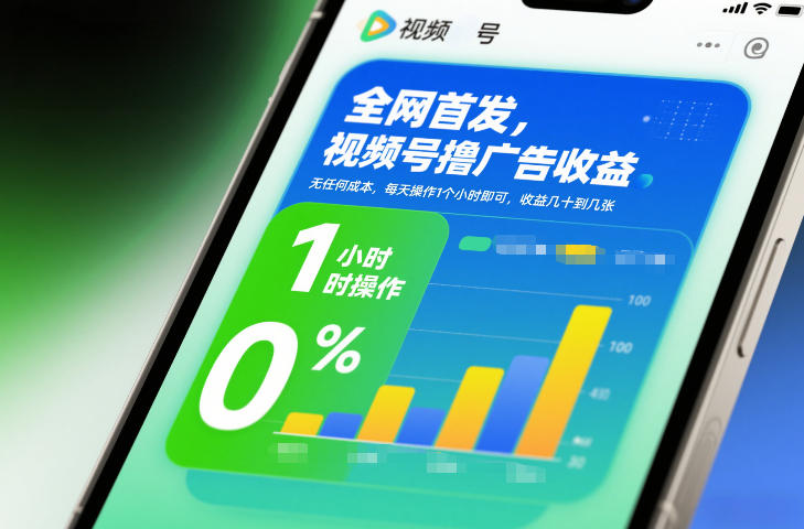 全网首发，视频号撸广告收益，无任何成本，每天操作1个小时即可，收益几十到几张-领学通