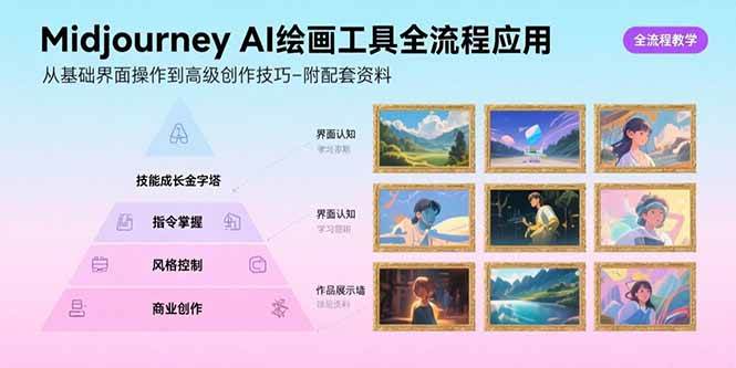 （15628期）Midjourney AI绘画工具全流程应用，从基础界面操作到高级创作-附配套资料-领学通