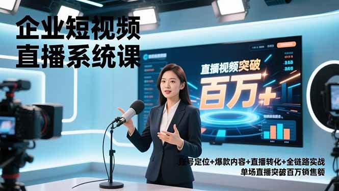 (16878期)企业短视频直播系统课,账号定位+爆款内容+直播转化+全链路实战,单场直播突破百万销售额-领学通