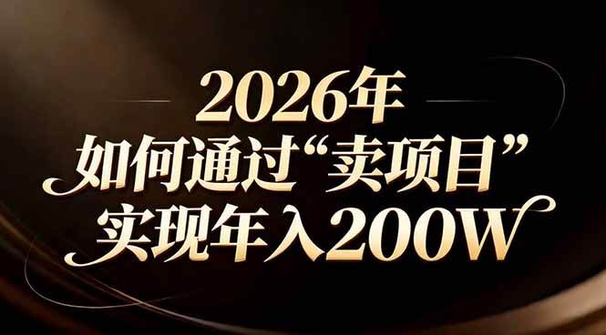 （17309期）站在2026年的十字路口：一个普通人如何通过卖项目实现年入200万-领学通