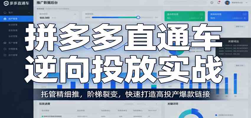 拼多多直通车逆向投放实战：托管精细推，阶梯裂变，快速打造高投产爆款链接-领学通