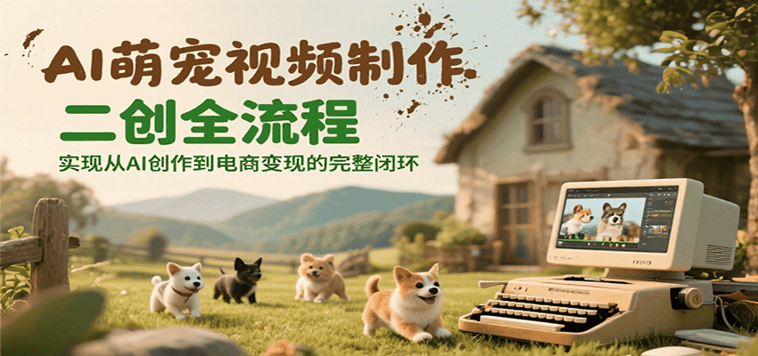 AI萌宠视频制作二创全流程，实现从AI创作到电商变现的完整闭环-领学通