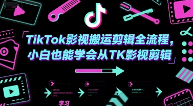 TikTok影视搬运剪辑全流程，小白也能学会从TK影视剪辑-领学通