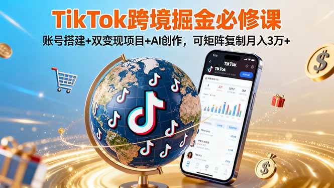 （16003期）TikTo跨境掘金必修课，账号搭建+双变现项目+AI创作，可矩阵复制月入3万+-领学通