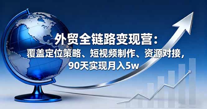 (16173期)外贸全链路变现营:覆盖定位策略、短视频制作、资源对接,90天实现月入5w-领学通