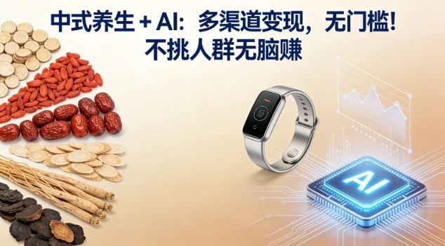 中式养生+AI：多渠道变现，无门槛，不挑人群无脑賺-领学通