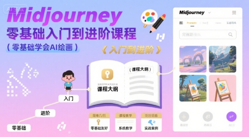 midjourney零基础入门到进阶课程，零基础学会AI绘画-领学通