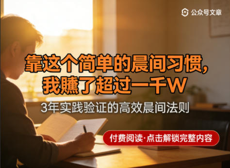 某公众号付费文章：靠这个简单的晨间习惯，我賺了超过一千W-领学通