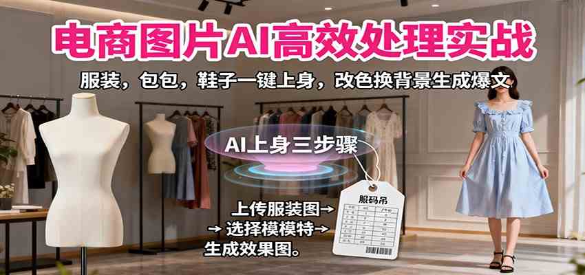 电商图片AI高效处理实战,服装,包包,鞋子一键上身,改色换背景生成爆文-领学通