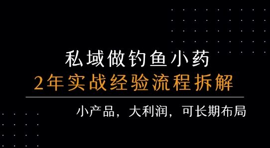 私域做钓鱼小药 每单利润3张+ 详细流程拆解-领学通