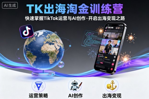 TK出海淘金训练营，助你快速掌握TikTok运营与AI创作，开启出海变现之路-领学通