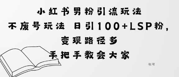 小红书男粉引流玩法不废号玩法日引100+LSP粉,变现路径多-领学通