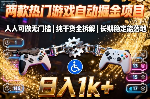 两款热门游戏自动掘金项目，人人可做无门槛，纯干货全拆解，长期稳定能落地，日入1k+【揭秘】-领学通