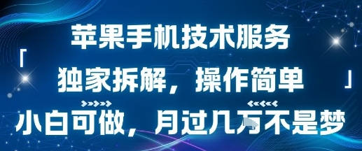 苹果手机技术服务，独家拆解，操作简单，小白可做，月过1W不是梦-领学通
