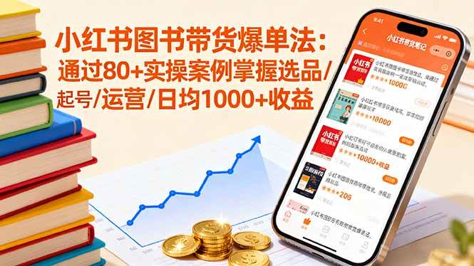 （16015期）小红书图书带货爆单法：通过80+实操案例掌握选品/起号/运营/日均1000+收益-领学通
