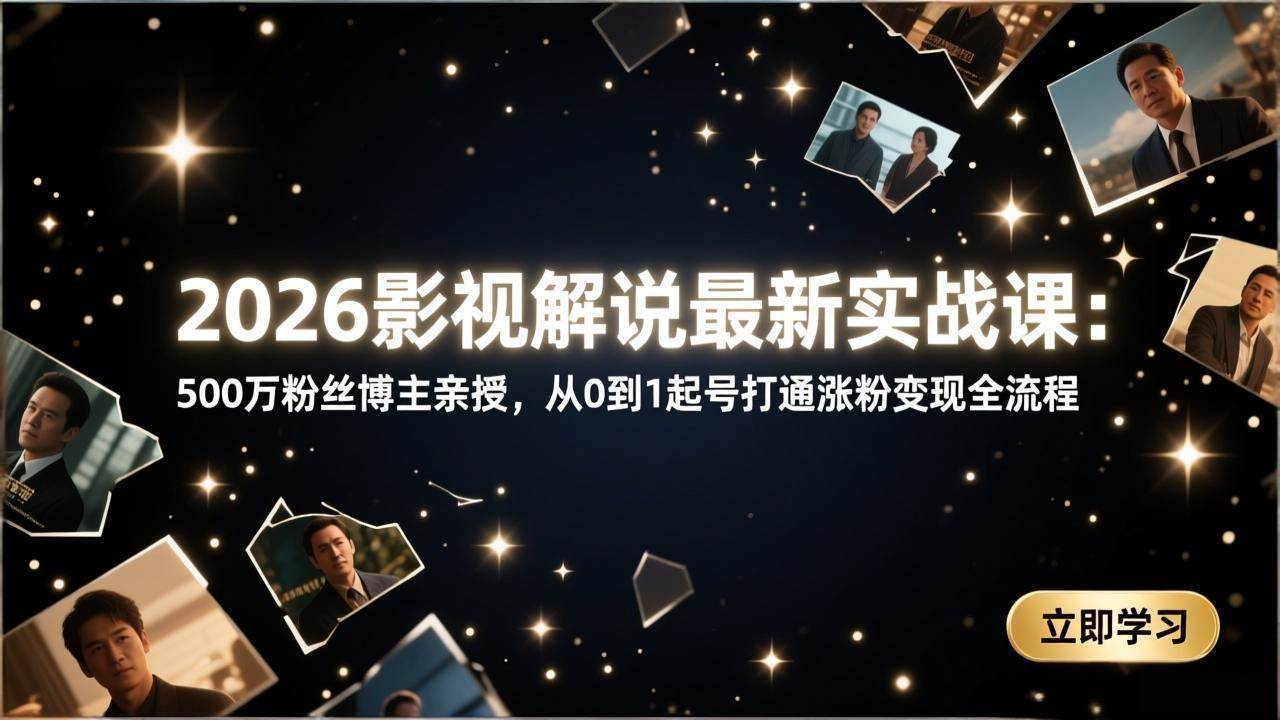 (17530期)2026影视解说最新实战课:500万粉丝博主亲授,从0到1起号打通涨粉变现全流程-领学通