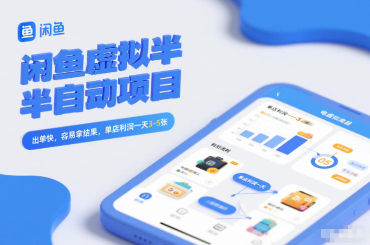 闲鱼虚拟半自动项目,出单快,容易拿结果,单店利润一天3-5张-领学通