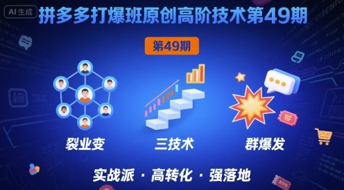 拼多多打爆班原创高阶技术第49期，拼多多裂变+阶梯+群爆-领学通