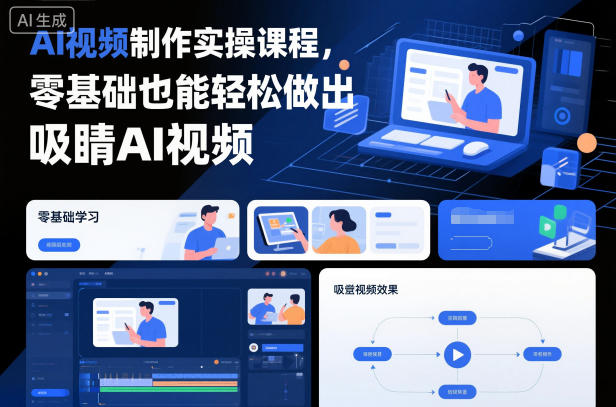 AI视频制作实操课程，零基础也能轻松做出吸睛AI视频-领学通