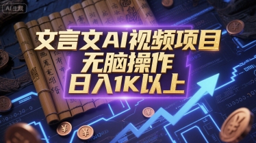 文言文AI视频项目，无脑操作，日入1K以上-领学通