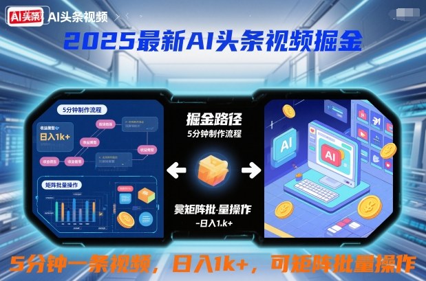 2025最新AI头条视频掘金,5分钟一条视频,日入1k+,可矩阵批量操作-领学通