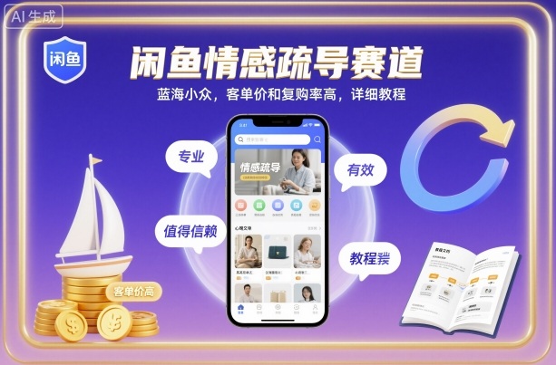 闲鱼情感疏导赛道，蓝海小众，客单价和复购率高，详细教程-领学通