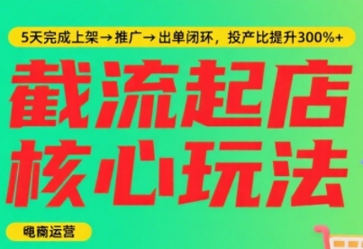 淘宝截流快速起店玩法，掌握暴力快速起店的流程，5天完成上架-推广-出单闭环-领学通