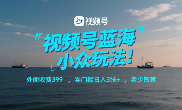 视频号蓝海小众玩法!外面收费399,零门槛日入3张+,老少皆宜-领学通