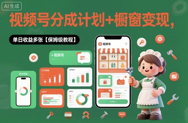 外面收费1980视频号分成计划+橱窗变现,单日收益多张【保姆级教程】-领学通