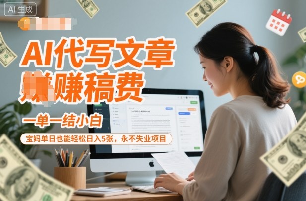 AI代写文章賺稿费,一单一结小白,宝妈单日也能轻松日入5张,永不失业项目-领学通