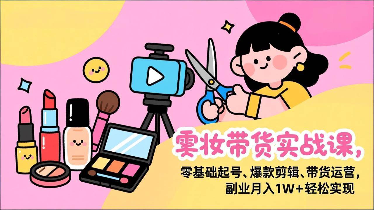 （17189期）美妆带货实战课，零基础起号、爆款剪辑、带货运营，副业月入1W+轻松实现-领学通