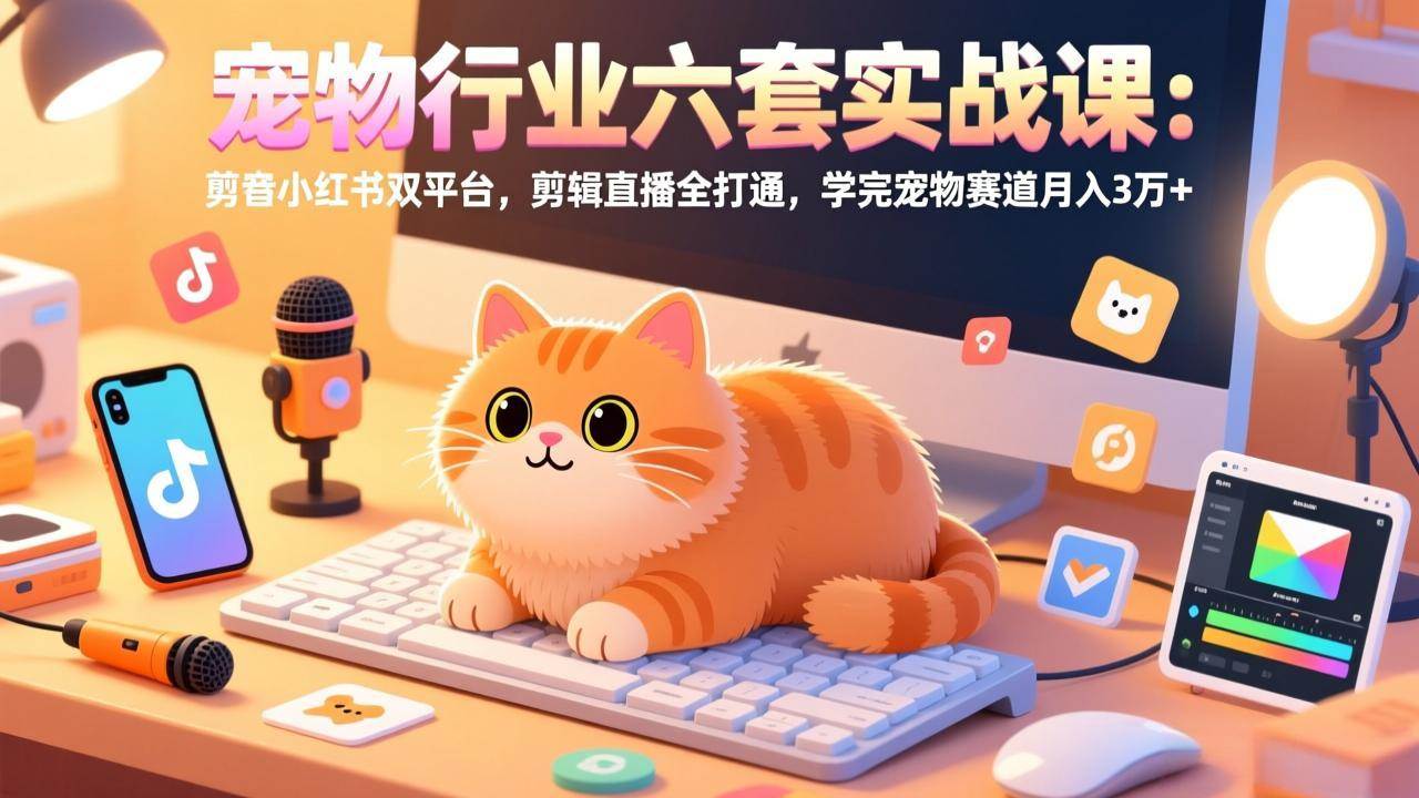 （17411期）宠物行业六套实战课：抖音小红书双平台，剪辑直播全打通，学完宠物赛道月入3万+-领学通
