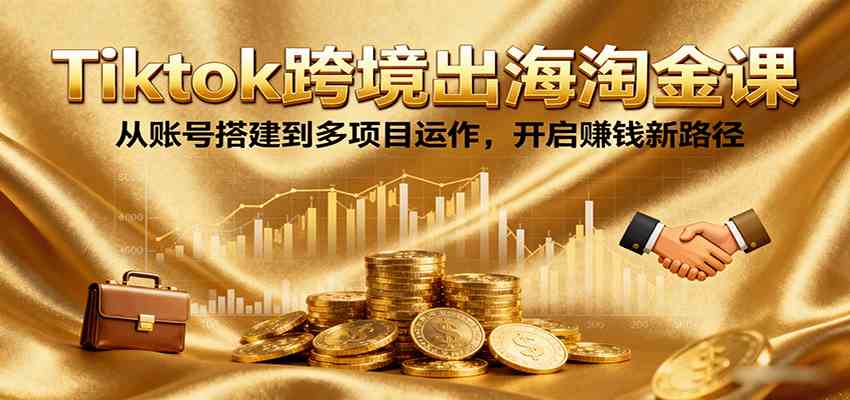 Tiktok跨境出海淘金课，从账号搭建到多项目运作，开启赚钱新路径-领学通
