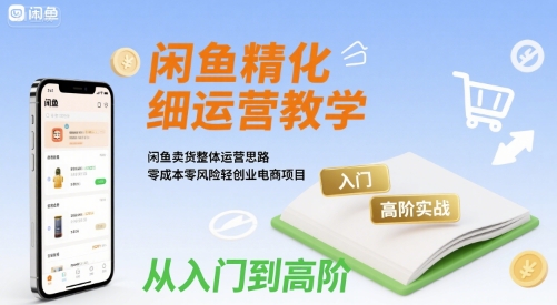 闲鱼精细化运营入门+高阶实战教学，闲鱼卖货整体运营思路，零成本零风险轻创业电商项目-领学通