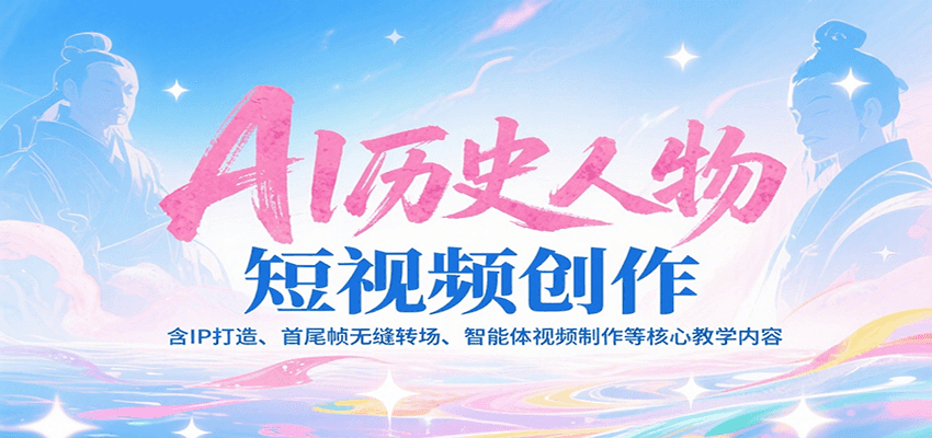 AI历史人物短视频创作，含IP打造、首尾帧无缝转场、智能体视频制作等核心教学内容-领学通