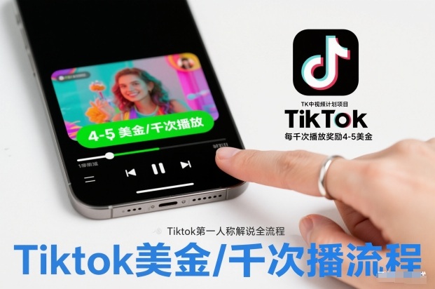 TK中视频计划项目,Tiktok第一人称解说流程,每干次播放奖励4-5美金-领学通