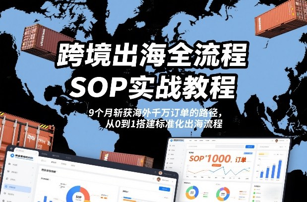 跨境出海全流程全盘托出SOP实战教程，9个月斩获海外千万订单的路径，从0到1搭建标准化出海流程-领学通