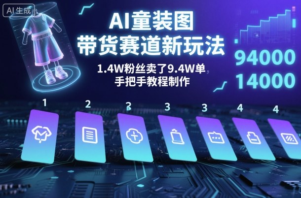 AI童装图文带货赛道新玩法,1.4W粉丝卖了9.4W单,手把手教程制作-领学通