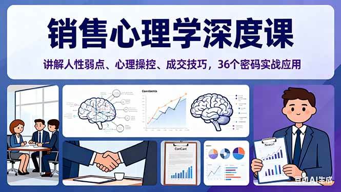 (16456期)销售心理学深度课,讲解人性弱点、心理操控、成交技巧,36个密码实战应用-领学通