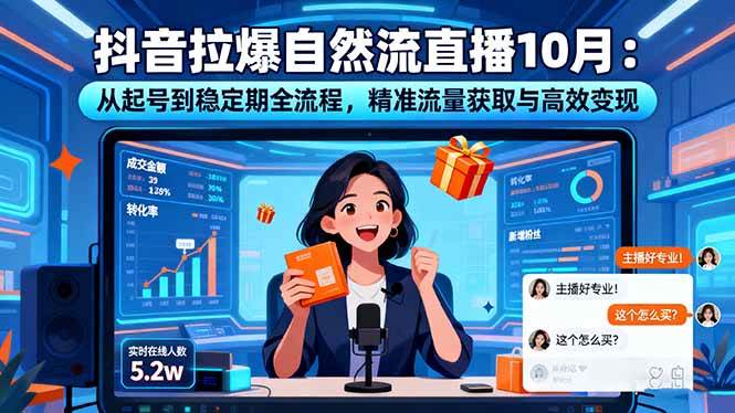(16339期)抖音拉爆自然流直播10月:从起号到稳定期全流程,精准流量获取与高效变现-领学通