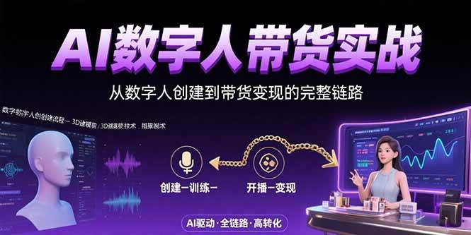 （15548期）AI数字人+带货实战：从数字人创建到带货变现的完整链路-领学通