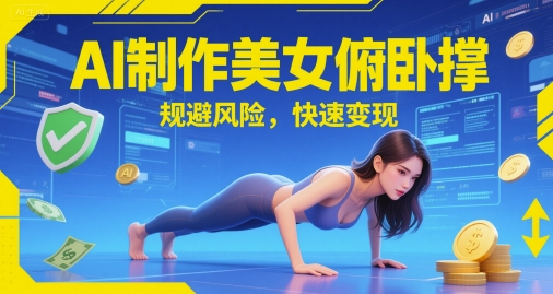 AI制作美女俯卧撑，规避风险，快速变现-领学通