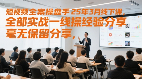 短视频全案操盘手25年3月线下课，全部实战一线操盘手经验分享，毫无保留分享，全是干货-领学通