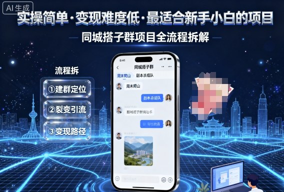 实操简单，变现难度低，最适合新手小白做的项目，每天轻松收入3张，同城搭子群项目全流程拆解-领学通