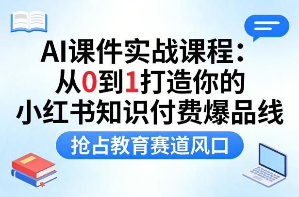 AI课件实战课程,从0到1打造你的小红书知识付费爆品线,抢占教育赛道风口-领学通